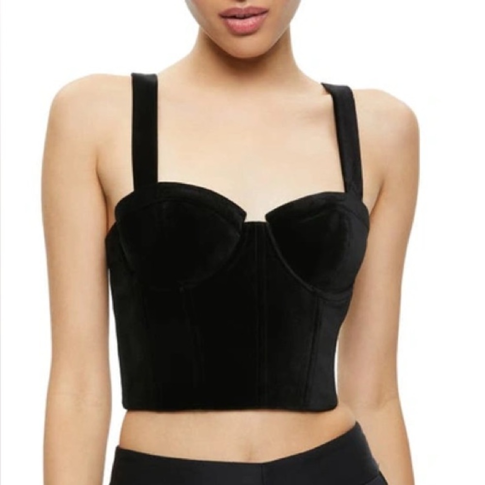 Alice + Olivia Jeanna Crop Velvet Corset Bustier Top